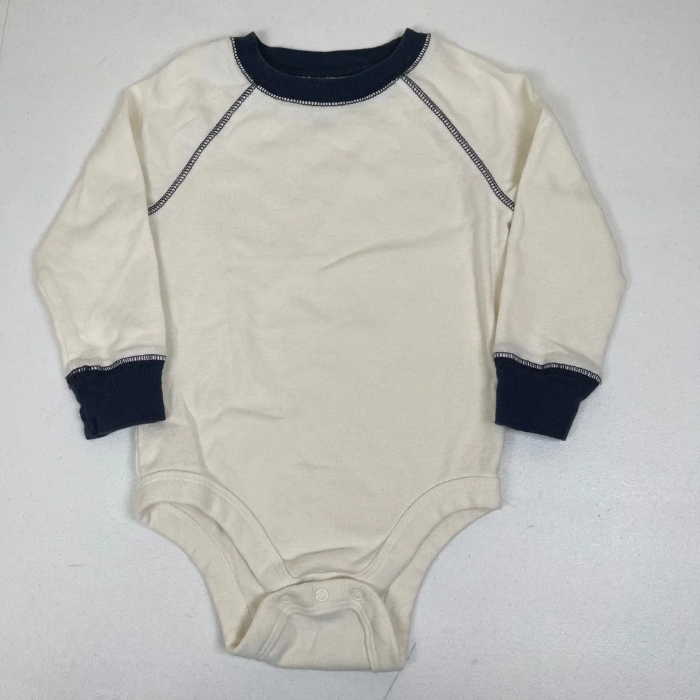 Vintage‎ Old Navy Boys 2T 2 Piece Long Sleeve One Piece Burgundy Cream 90s Y2K